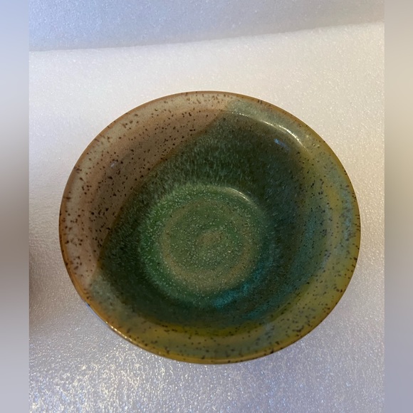 Carmen’s Pottery Maple Leaf Imprint Green Aqua Planter Vase & bowl - Picture 6 of 11